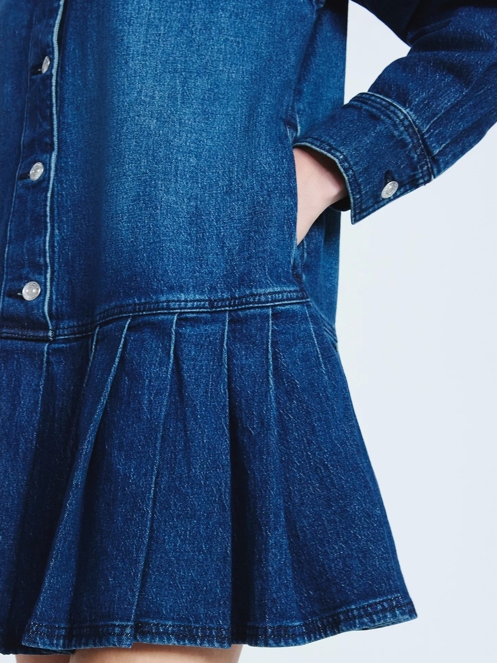 Dark Blue Denim Mini Shirt Dress NWT - Picture 5 of 12